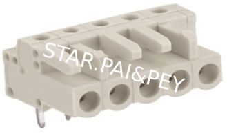 Female connector; with angle pins;with 2 locking latches; pin spacing 5 mm / 0.197 in