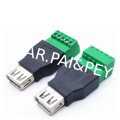 USB 2.0 A Screw Terminal Block USB 2.0 A Female Jack to 5 Pin Screw Shield terminals Type Adapter
