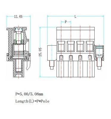 Plug-in Terminal Block with fixing screw header Pin pitch: 5.08 mm / 0.2 in