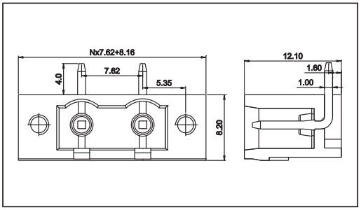 Plug-Terminal Block socket closed straight pin Pitch:7.62mm / 0.3 in