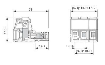 Plug-Terminal Block Head connect wire Pitch:10.16mm / 0.4 in