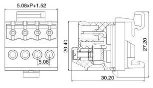 Din Rail Pluggable Terminal Block socket with 5.08mm Pin Spacing socket arrage:24-12 AWG