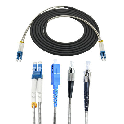 Outdoor Armored Fiber Optic Cable With FC SC LC ST Connector Assembled 30 to 1000 Meters