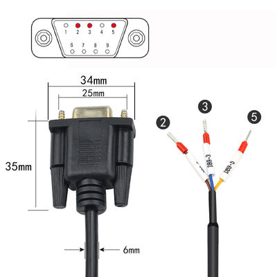 DB9 D Sub Connector RS232 Serial RXD TXD GND Port to 3-pin Terminals Exapansion Cable