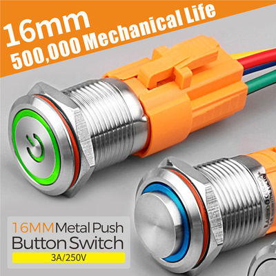 16MM DPST ON OFF momentary stainless steel push button with IP67 IK10