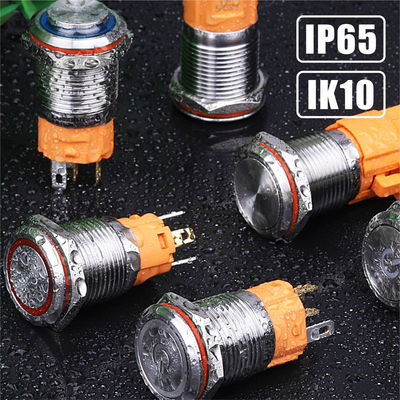 16MM DPST ON OFF momentary stainless steel push button with IP67 IK10