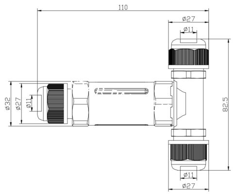 T Type 4 pin wire underwater connector electrical quick fast installation 4 ways IP68 waterproof connector
