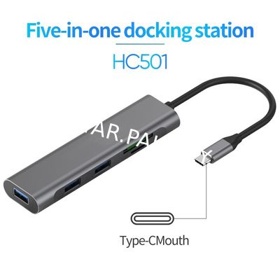 Multi Functional 5 In 1 Usb Type C Hub sd Tf Slots adapter for Laptop Aluminum Splitter Usb 3.0 Card Reader Adapter Type