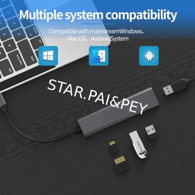 Multi Functional 5 In 1 Usb Type C Hub sd Tf Slots adapter for Laptop Aluminum Splitter Usb 3.0 Card Reader Adapter Type