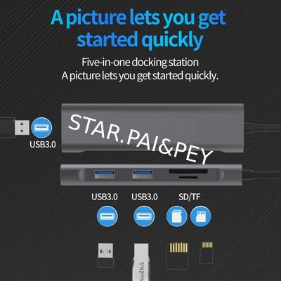 Multi Functional 5 In 1 Usb Type C Hub sd Tf Slots adapter for Laptop Aluminum Splitter Usb 3.0 Card Reader Adapter Type