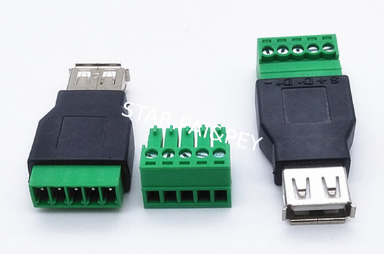 USB 2.0 A Screw Terminal Block USB 2.0 A Female Jack to 5 Pin Screw Shield terminals Type Adapter