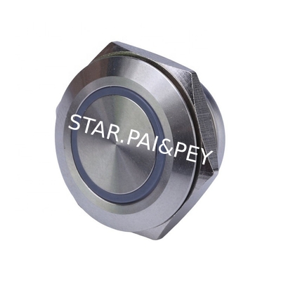 Le métal le plus plat 12V imperméable momentané du commutateur de bouton poussoir 12mm