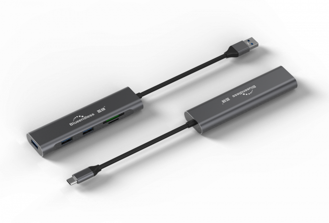 5 fonctionnels multi dans 1 type l'écart-type Tf d'Usb de hub de C raine l'adaptateur pour le lecteur de cartes en aluminium d'Usb 3,0 de diviseur d'ordinateur portable Adapter Type 1